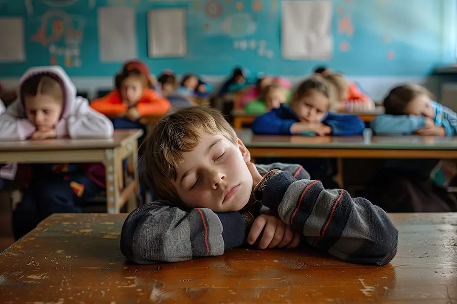 Niños “très fatiguès” en una clase – Ediciones Maspe